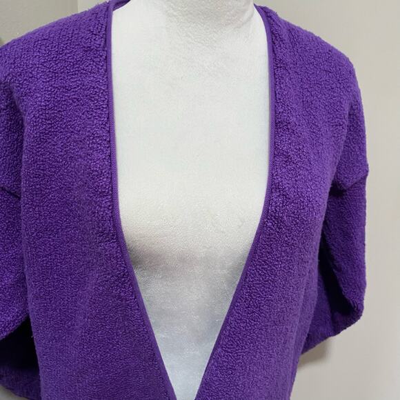 Vintage Eileen Fisher Bright Purple Cardigan Sweater Size 1 Cotton Boucle - Picture 2 of 11